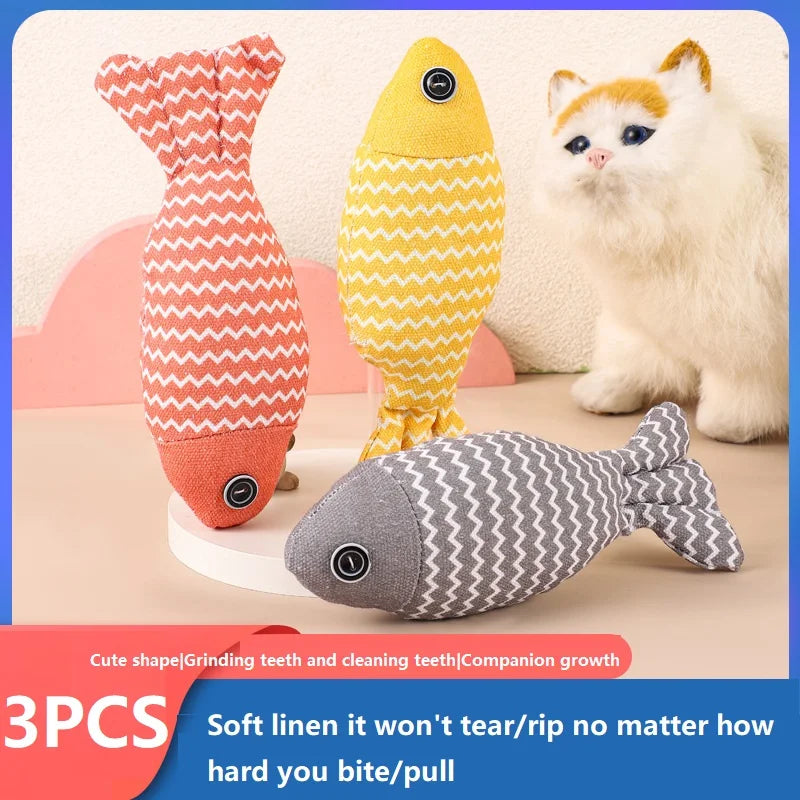 3-Pack Fish Catnip Kick Toys (Soft + Durable)